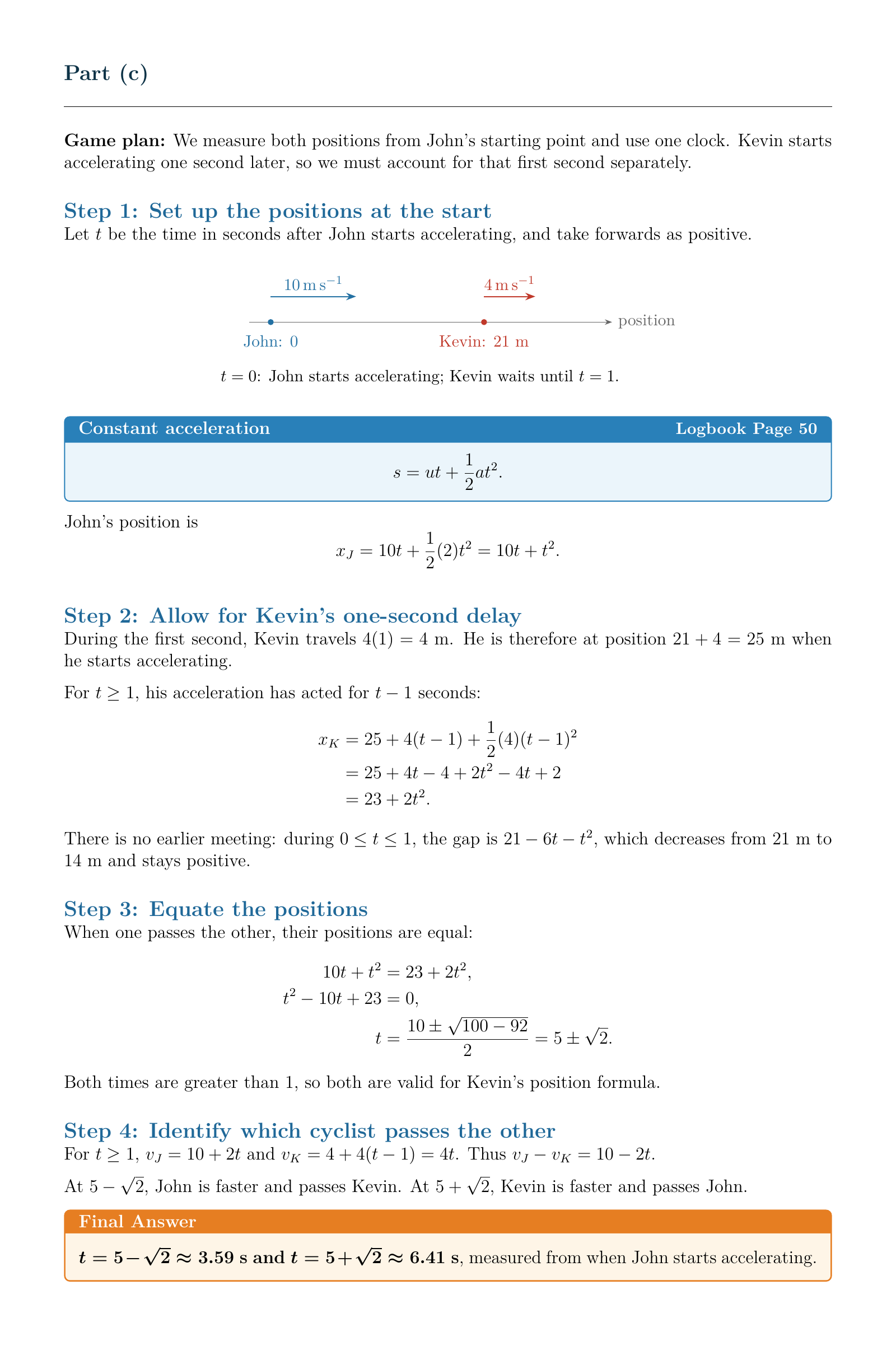 Relative motion and overtaking: a worked solution with clear steps and workings